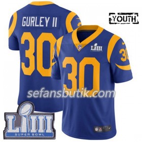 Los Angeles Rams Tröjor Todd Gurley II 30 Nike Royal 2019 Super Bowl LIII - Barn